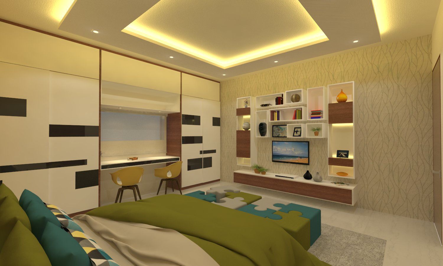 Children's Bedroom Ravi Prakash Architect Asian style bedroom Engineered Wood Transparent