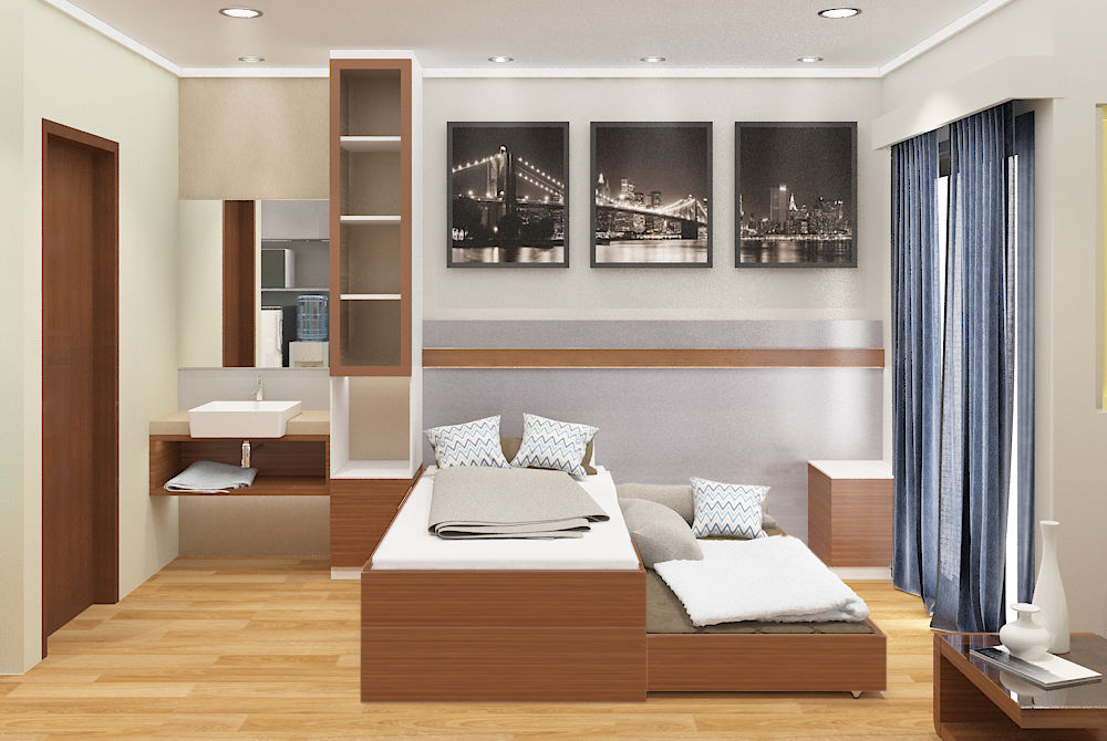 Paddington Apartment studio, DARI DARI Minimalist bedroom Beds & headboards