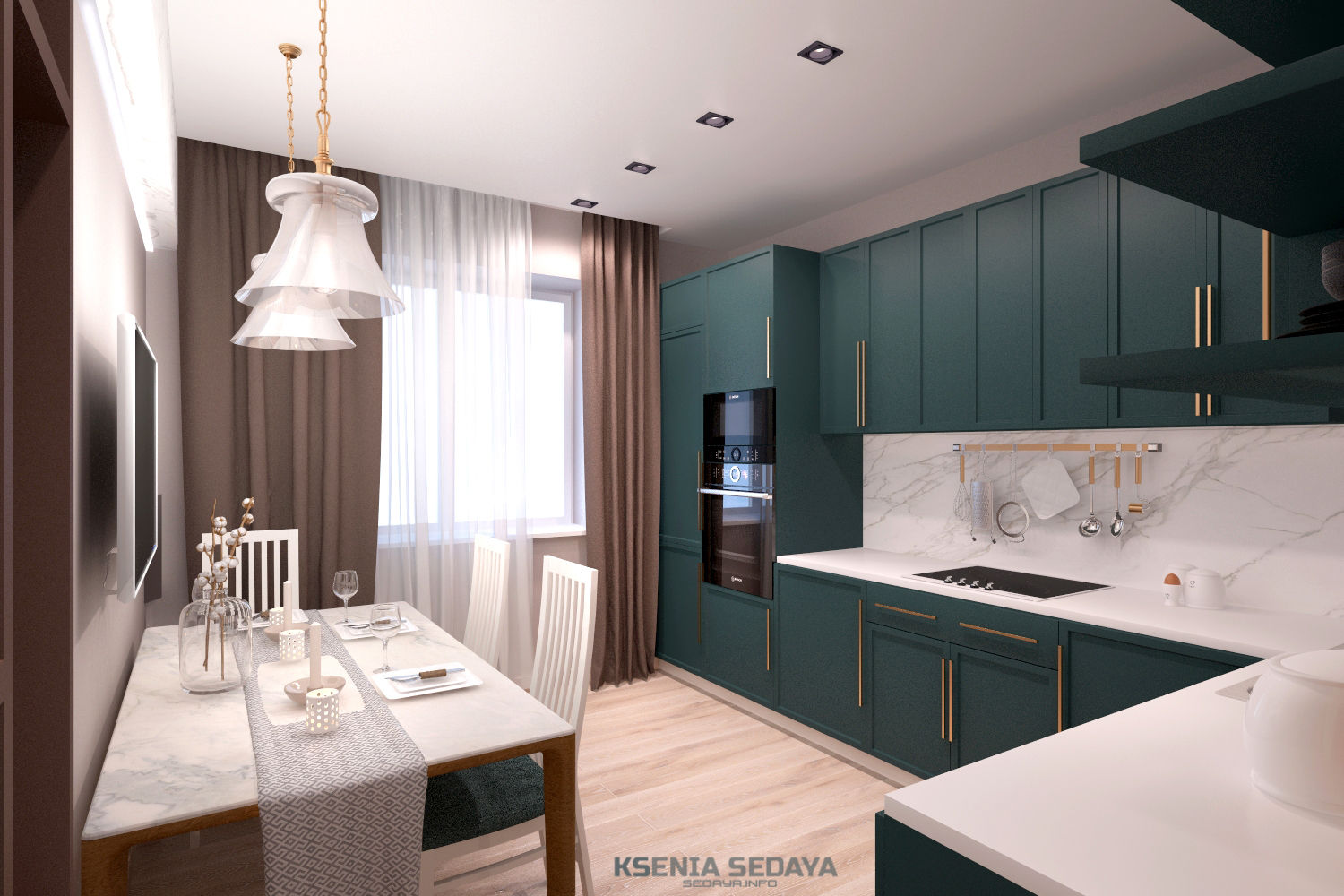 Дизайн проект для 2х комнатной квартиры, Студия Ксении Седой Студия Ксении Седой Кухня
