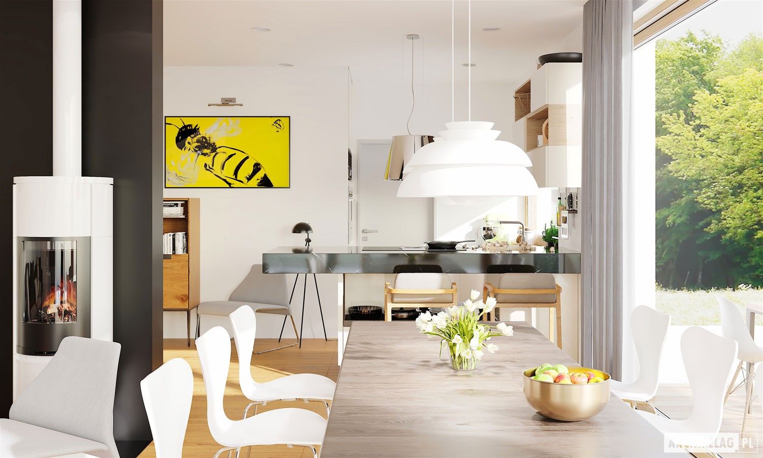 Projekt EX 20 G2 ENERGO PLUS - nowoczesny dom na wąską działkę , Pracownia Projektowa ARCHIPELAG Pracownia Projektowa ARCHIPELAG Modern kitchen