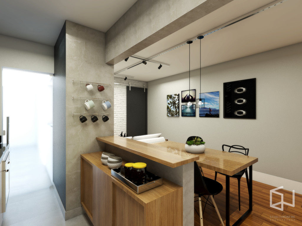 Apto. Santo André , Studio Monfre Arquitetura Studio Monfre Arquitetura Industrial style kitchen Wood Wood effect