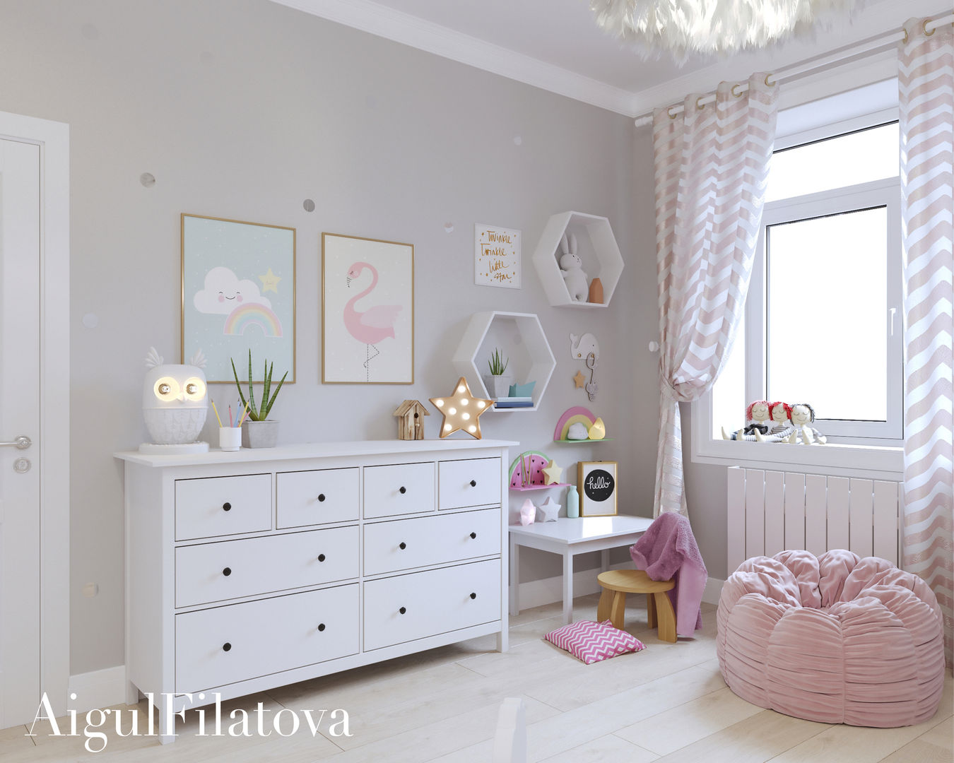 Дизайн-проект квартиры в ЖК "Эко-парк Дубрава", FilatovaInteriors FilatovaInteriors Girls Bedroom