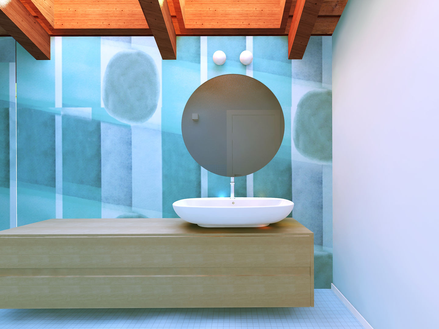 il secondo bagno Flavia Benigni Architetto Bagno moderno illuminazione bagno,lavabo doppio,lavabo bagno,arredo bagno,specchio bagno,carta da parati
