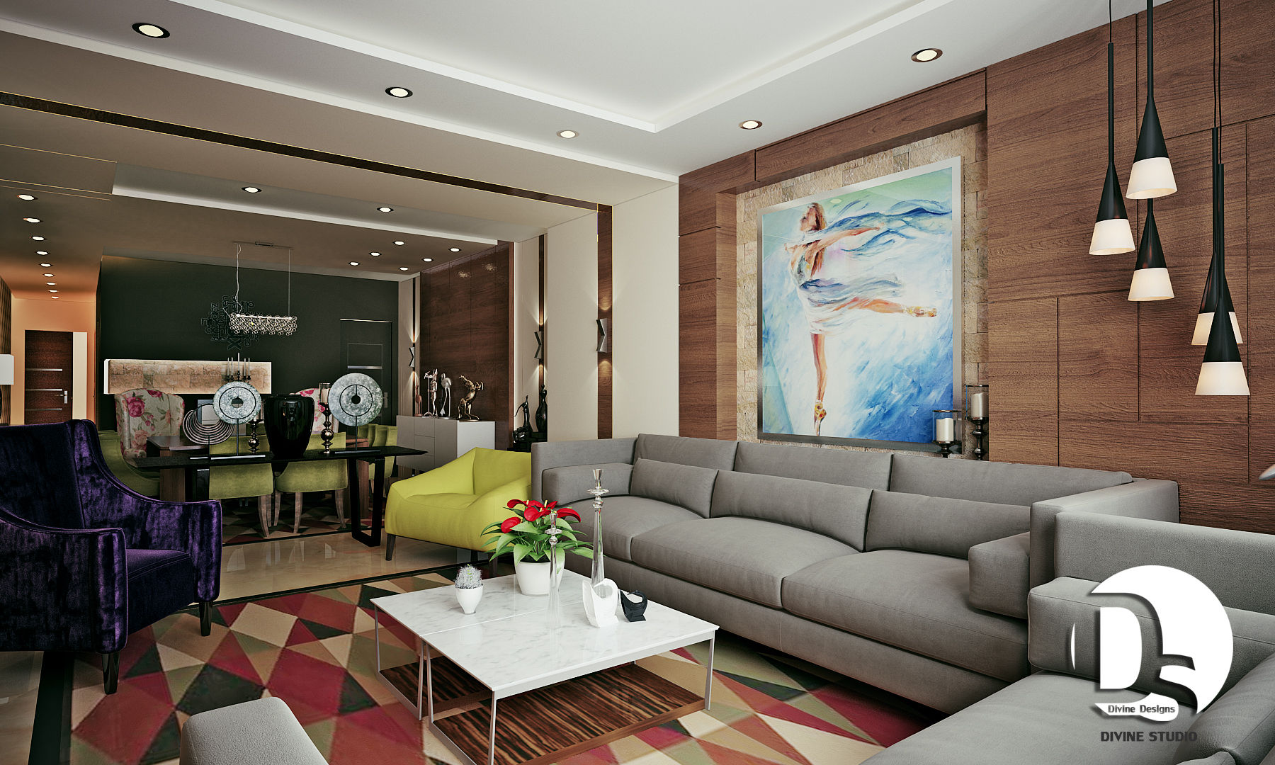 Interior Design for an apartment in Alexandria - Egypt , Devine Designs Devine Designs モダンデザインの ダイニング アクセサリー＆デコレーション