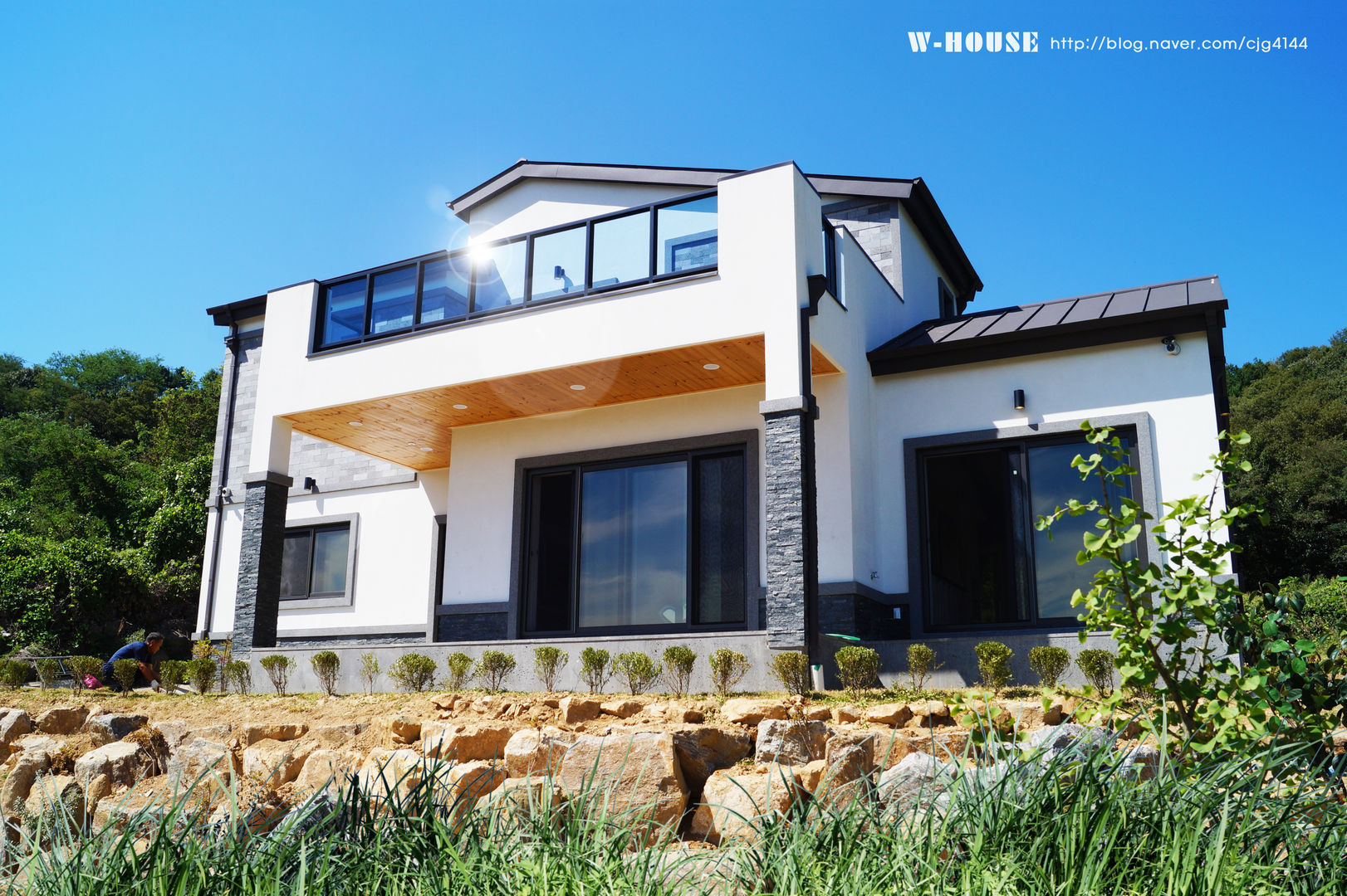 오창 50평형 ALC전원주택, W-HOUSE W-HOUSE Country house Limestone