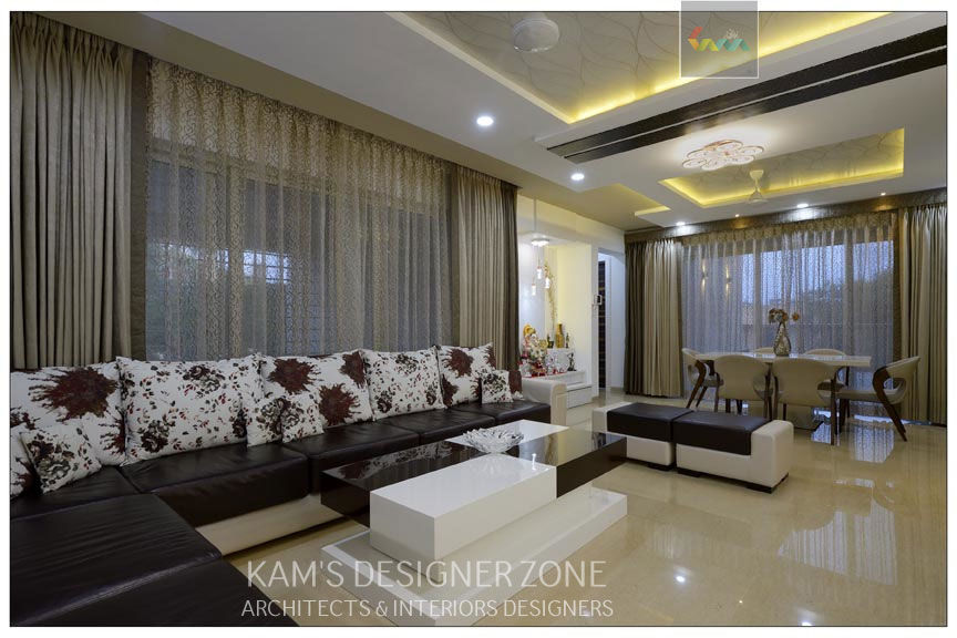 Flat interior design of Mr. Sanjay Agarwal, KAMS DESIGNER ZONE KAMS DESIGNER ZONE Nowoczesny salon