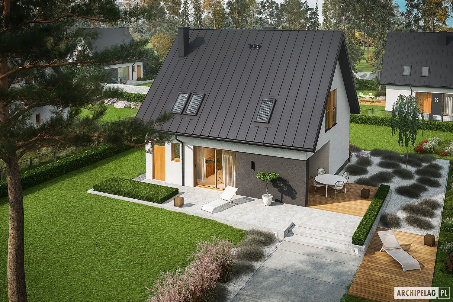 Projekt domu Mini 5 - mały, kompaktowy, na wąską działkę , Pracownia Projektowa ARCHIPELAG Pracownia Projektowa ARCHIPELAG Rumah tinggal