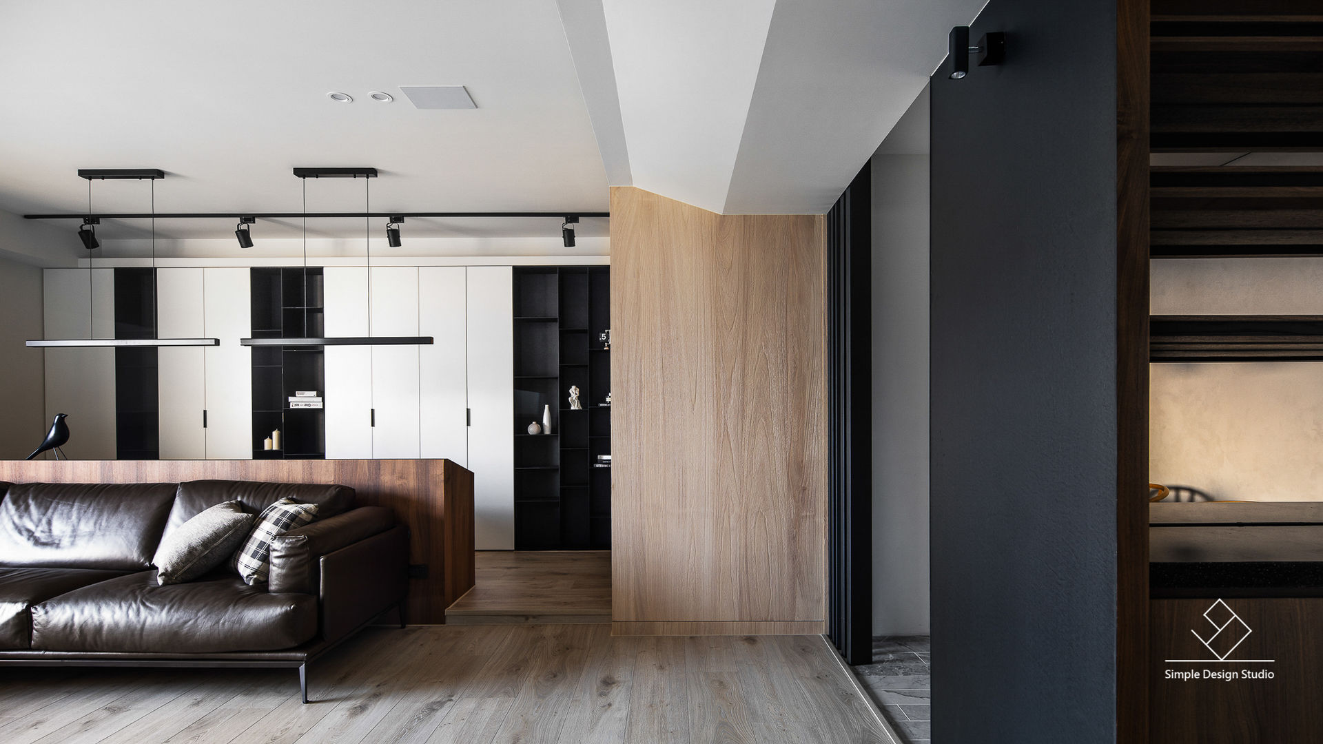 客廳 極簡室內設計 Simple Design Studio 现代客厅設計點子、靈感 & 圖片 客廳,造型天花,實木皮