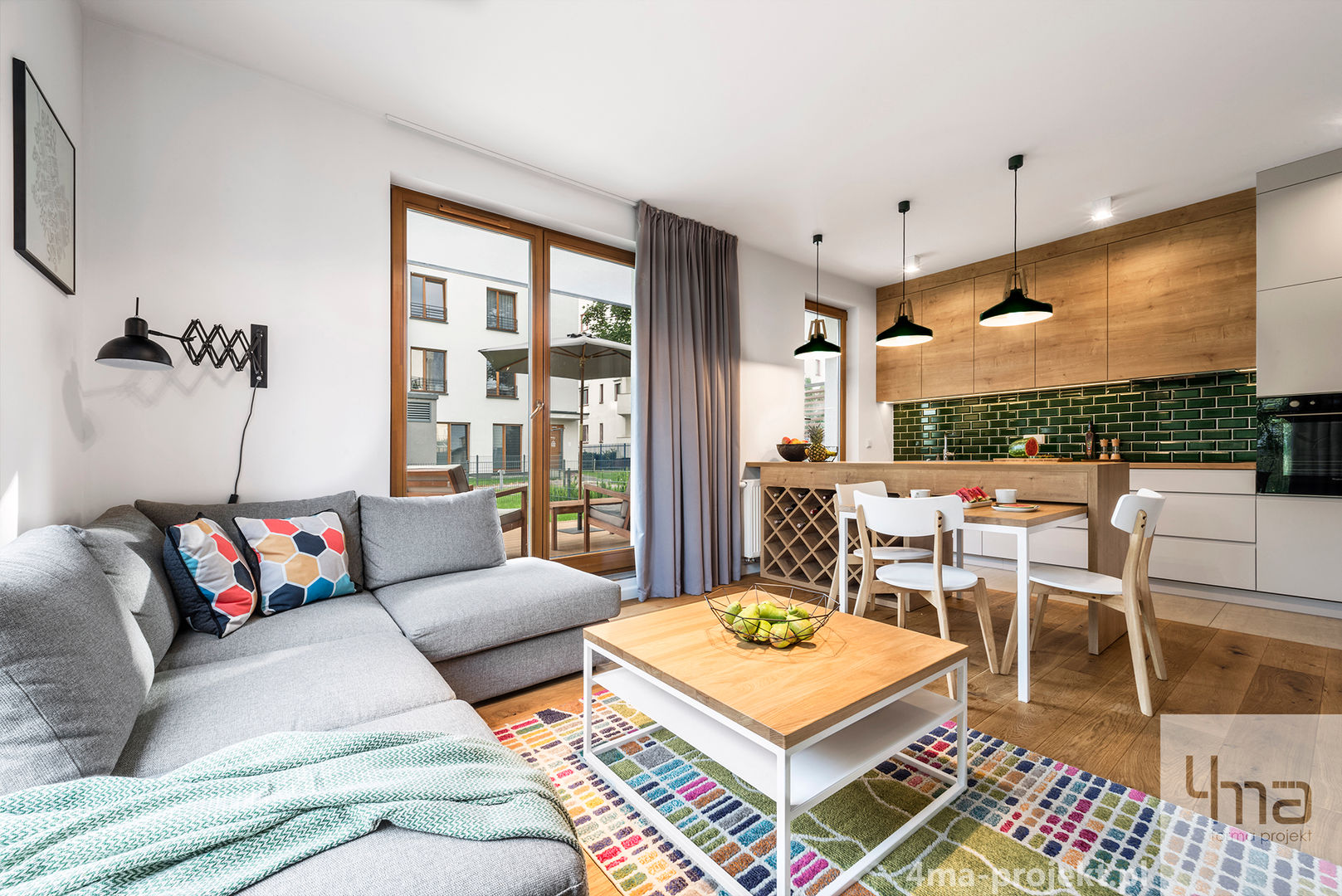 Projekt mieszkania o pow. 60 m2., 4ma projekt 4ma projekt Salones escandinavos