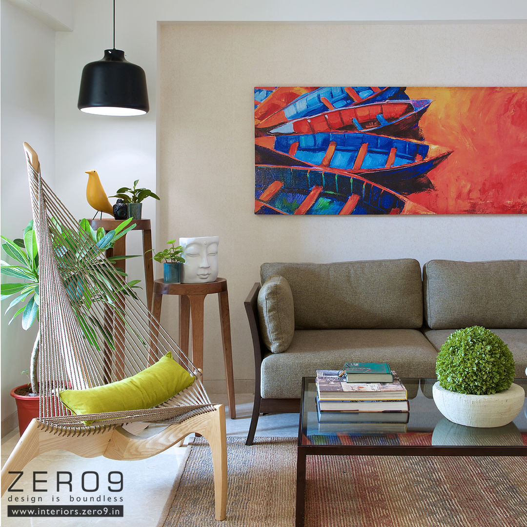 Living Room ZERO9 Modern living room پتھر