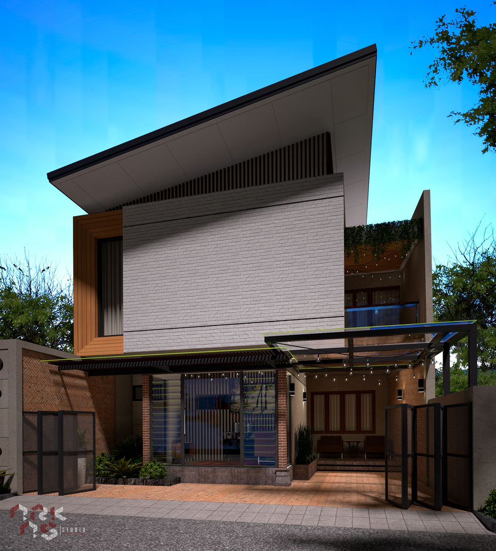 Eksterior Rumah Tinggal Industrial Style, Nonongan, Surakarta, ARKAStudio ARKAStudio Окремий будинок Цегла