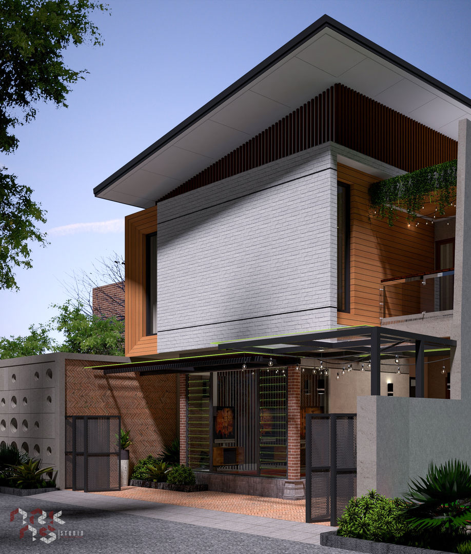 Eksterior Rumah Tinggal Industrial Style, Nonongan, Surakarta, ARKAStudio ARKAStudio Single family home Bricks