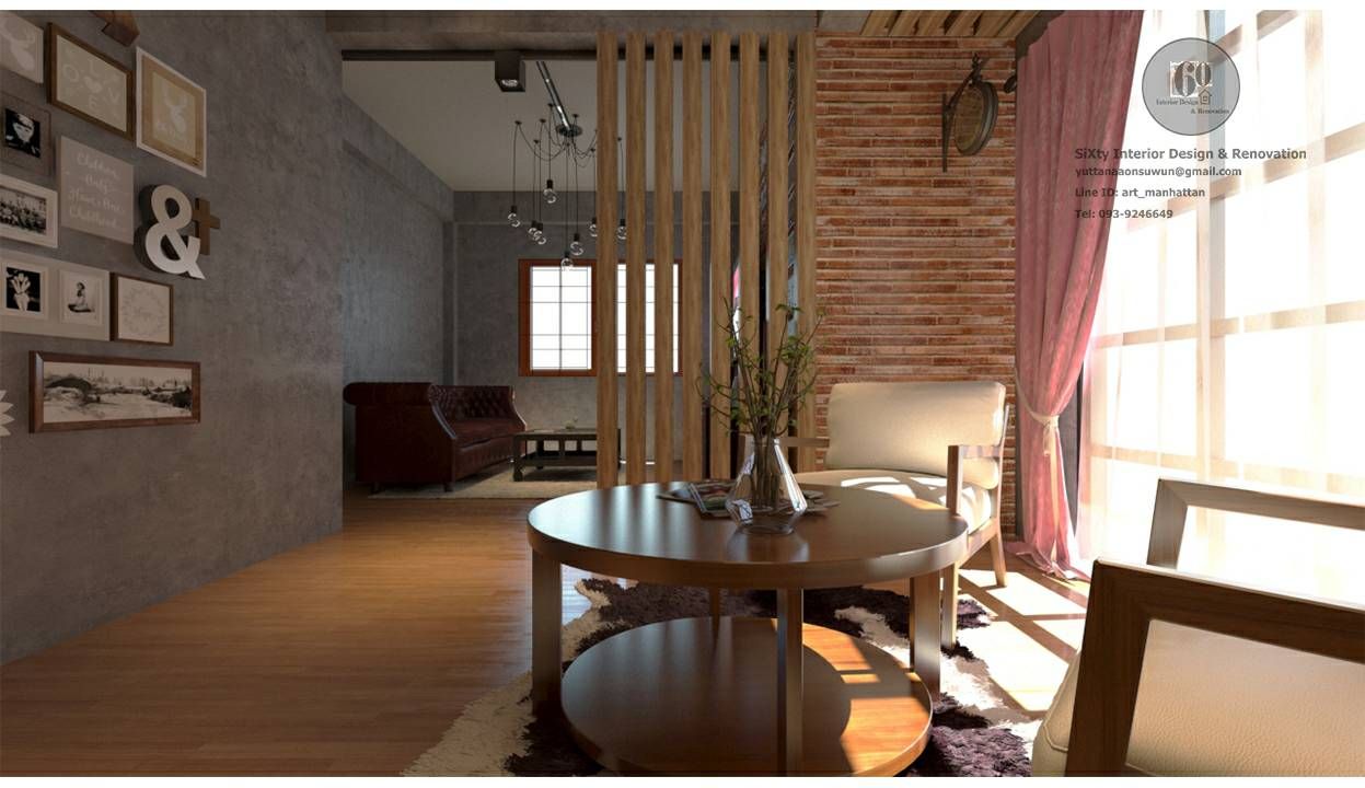 renovate ห้อง พื้นที่ 55 ตร.ม. style modern loft, sixty interior design & renovation sixty interior design & renovation オリジナルデザインの リビング