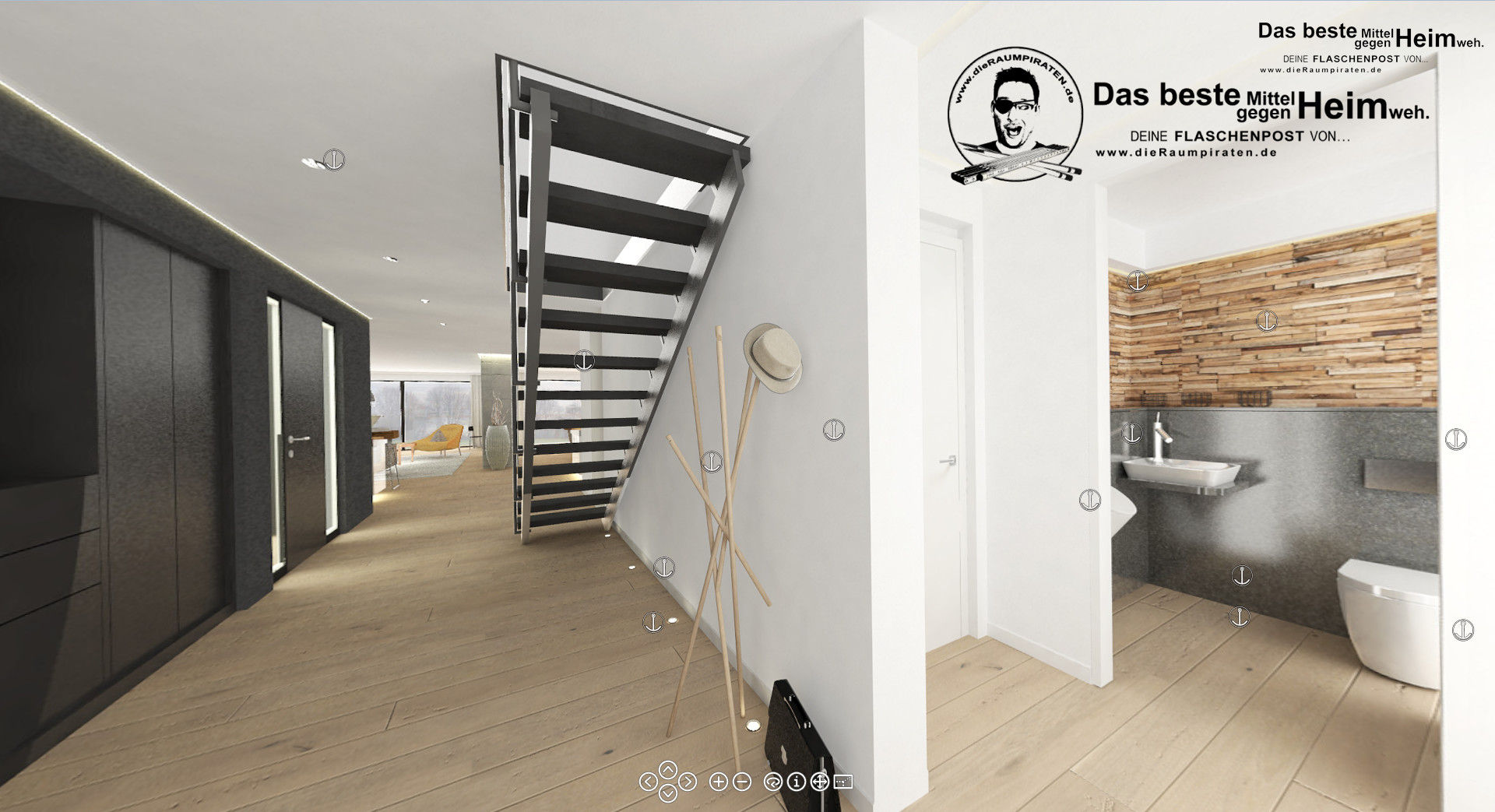 Screenshots unserer 360°-Panos (einige aktuelle Projekte), DIE RAUMPIRATEN® Online Innenarchitektur - egal wo! DIE RAUMPIRATEN® Online Innenarchitektur - egal wo! Pasillos, vestíbulos y escaleras de estilo moderno