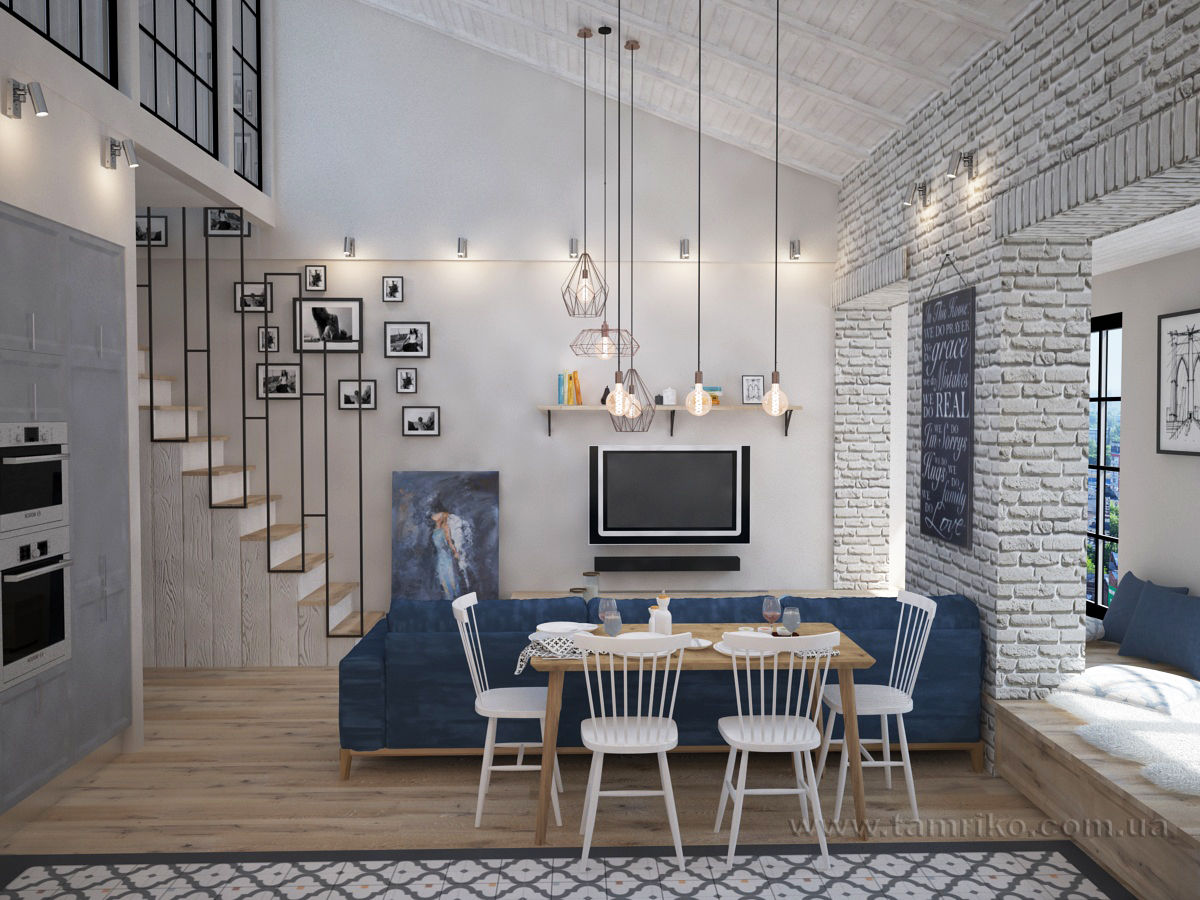 Loft Interior Design, Tamriko Interior Design Studio Tamriko Interior Design Studio Endüstriyel Oturma Odası