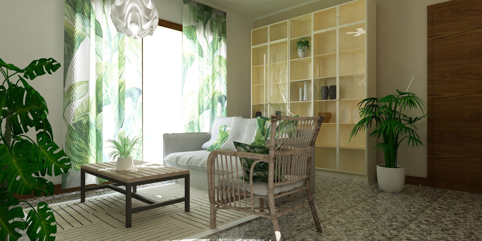 Riprogettazione Ingresso-soggiorno, SAMANTHA PASTRELLO INTERIOR DESIGN SAMANTHA PASTRELLO INTERIOR DESIGN Tropical style living room