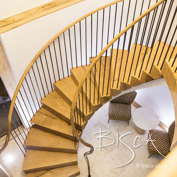 Rustic oak and steel staircase Bisca Staircases درج خشب Wood effect staircase,stairs,helical stair,bisca,bespoke staircase