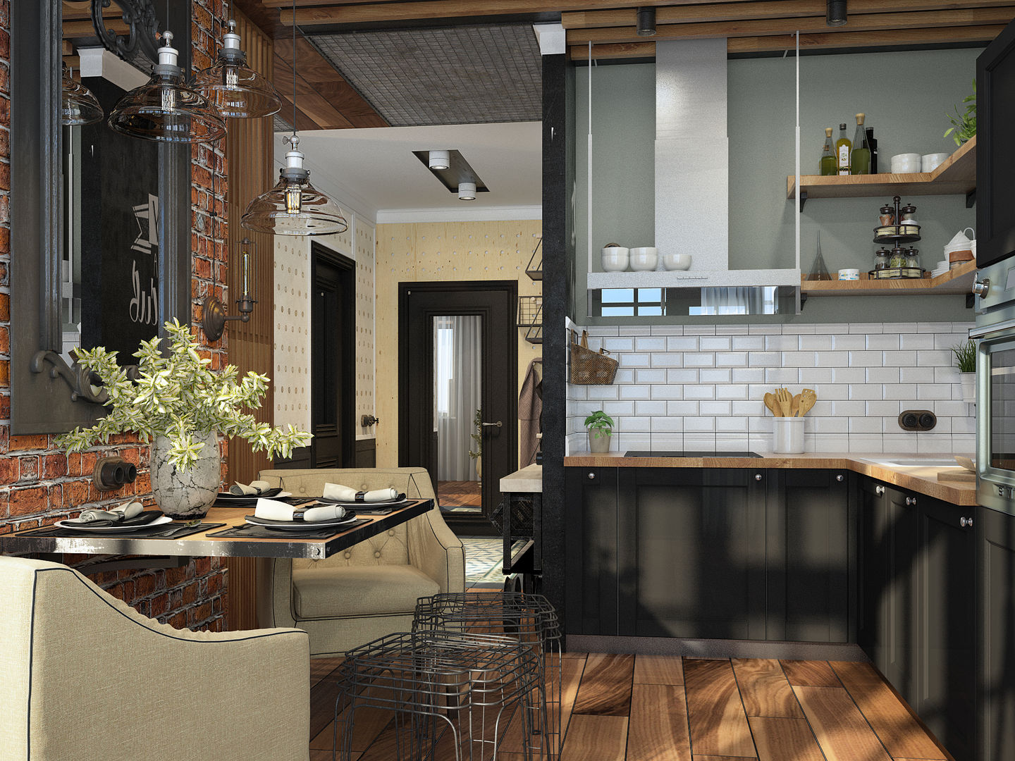 Визуализации проекта в стиле Лофт, Alyona Musina Alyona Musina Industrial style kitchen