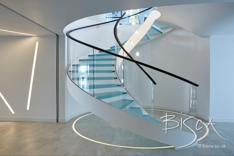 Multi-flight, Multi-Texture, Helical Stairs Design Bisca Staircases Escadas MDF