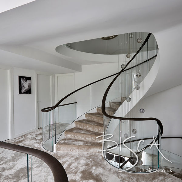 Multi-flight, Multi-Texture, Helical Stairs Design Bisca Staircases Treppe Eisen/Stahl