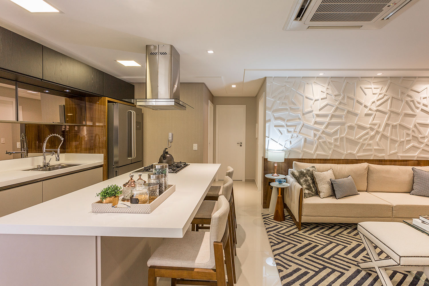 Apartamento Casal - Florianópolis, Juliana Agner Arquitetura e Interiores Juliana Agner Arquitetura e Interiores ห้องนั่งเล่น