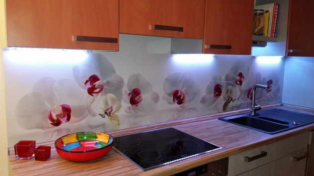 Küchenrückwand mit Orchideen, meine schöne Wand meine schöne Wand Кухня в стиле модерн