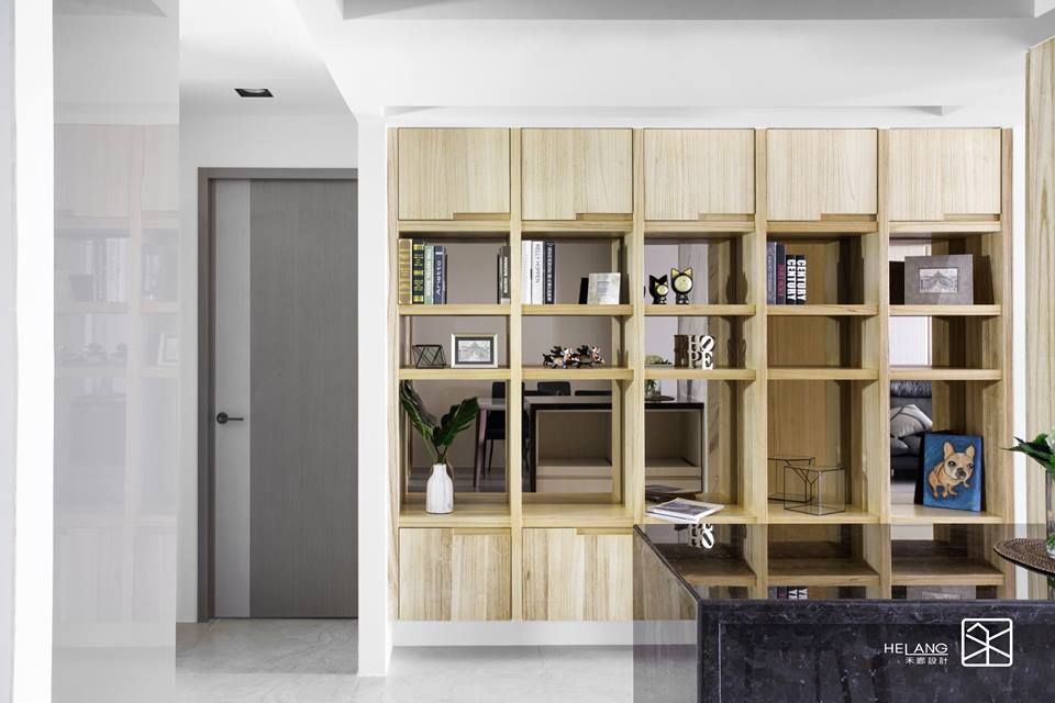 開放收納櫃 禾廊室內設計 Modern study/office Solid Wood Multicolored