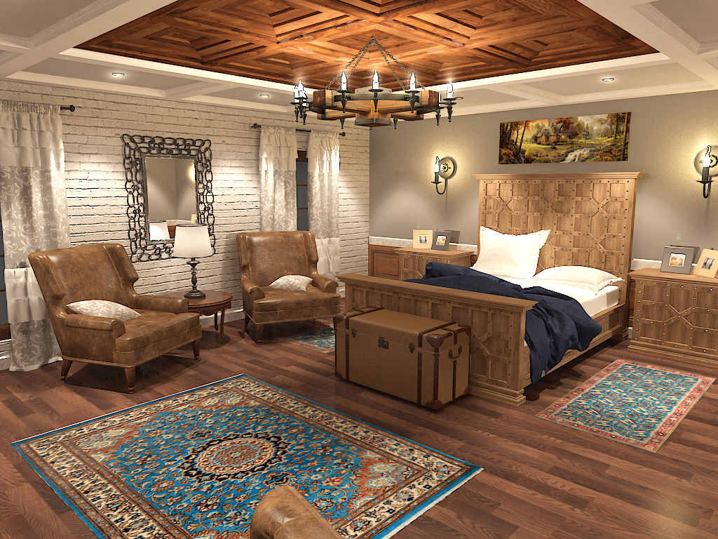 جناح نوم في بيت ريفي بالولايات المتحدة الامريكية , Quattro designs Quattro designs غرفة نوم