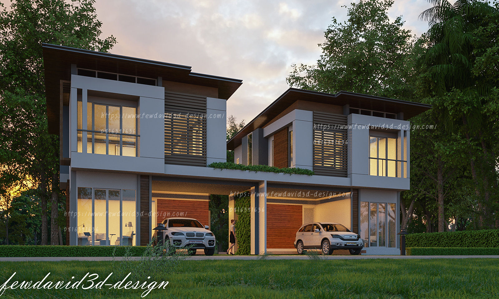 บ้านแฝดสไตลล์โมเดิร์น จ.นครนายก, fewdavid3d-design fewdavid3d-design