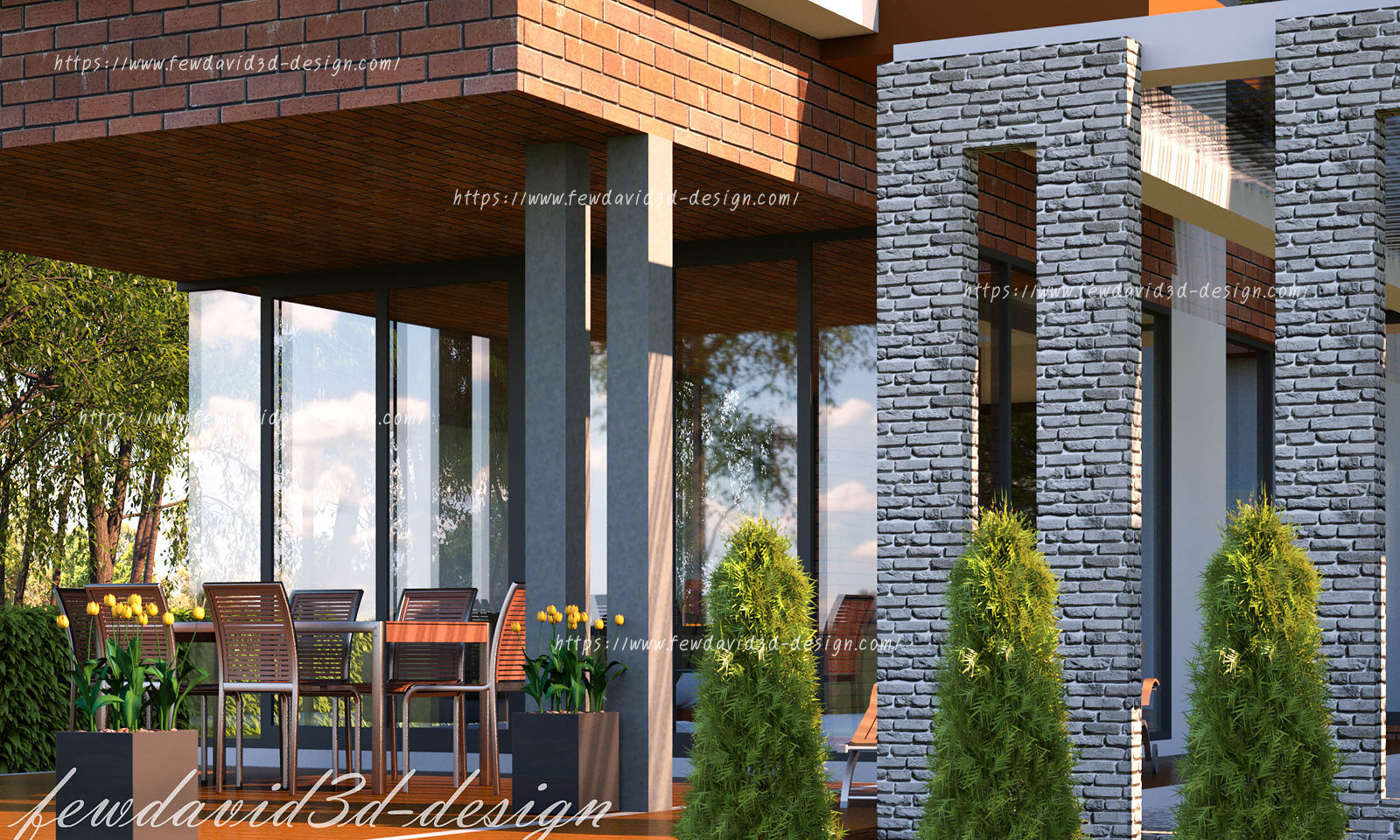 บ้านพักอาศัย 2ชั้น คุณ วีรยุทธฯ อ.แก่งกระจาน จ.เพชรบุรี, fewdavid3d-design fewdavid3d-design Modern conservatory