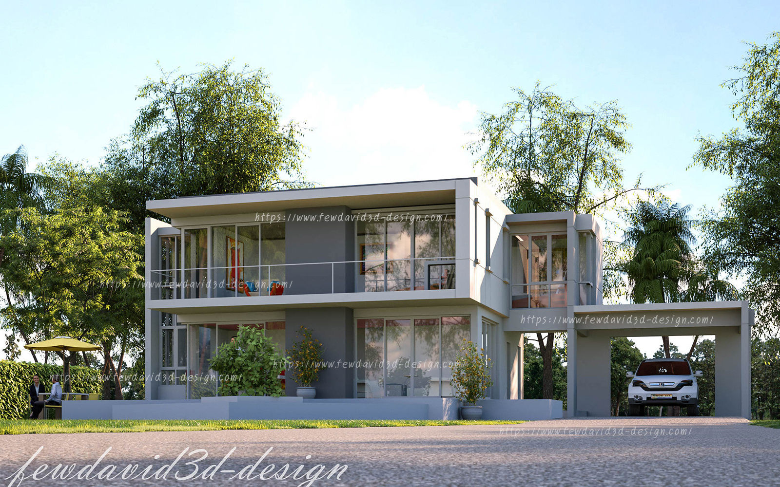 บ้านพักอาศัย 2ชั้น อ.หัวหิน จ.ประจวบคีรีขันธ์, fewdavid3d-design fewdavid3d-design Moderne Häuser