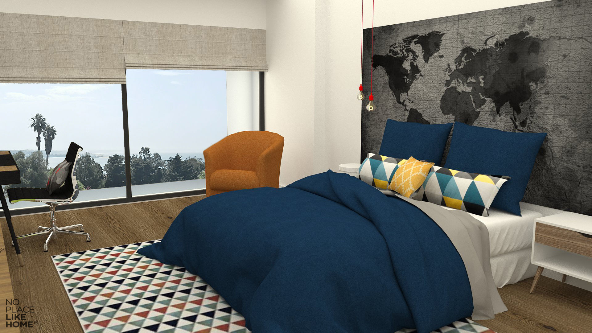 Boy Bedroom No Place Like Home ® Quartos modernos bedroom,sober,giant screen,textiles