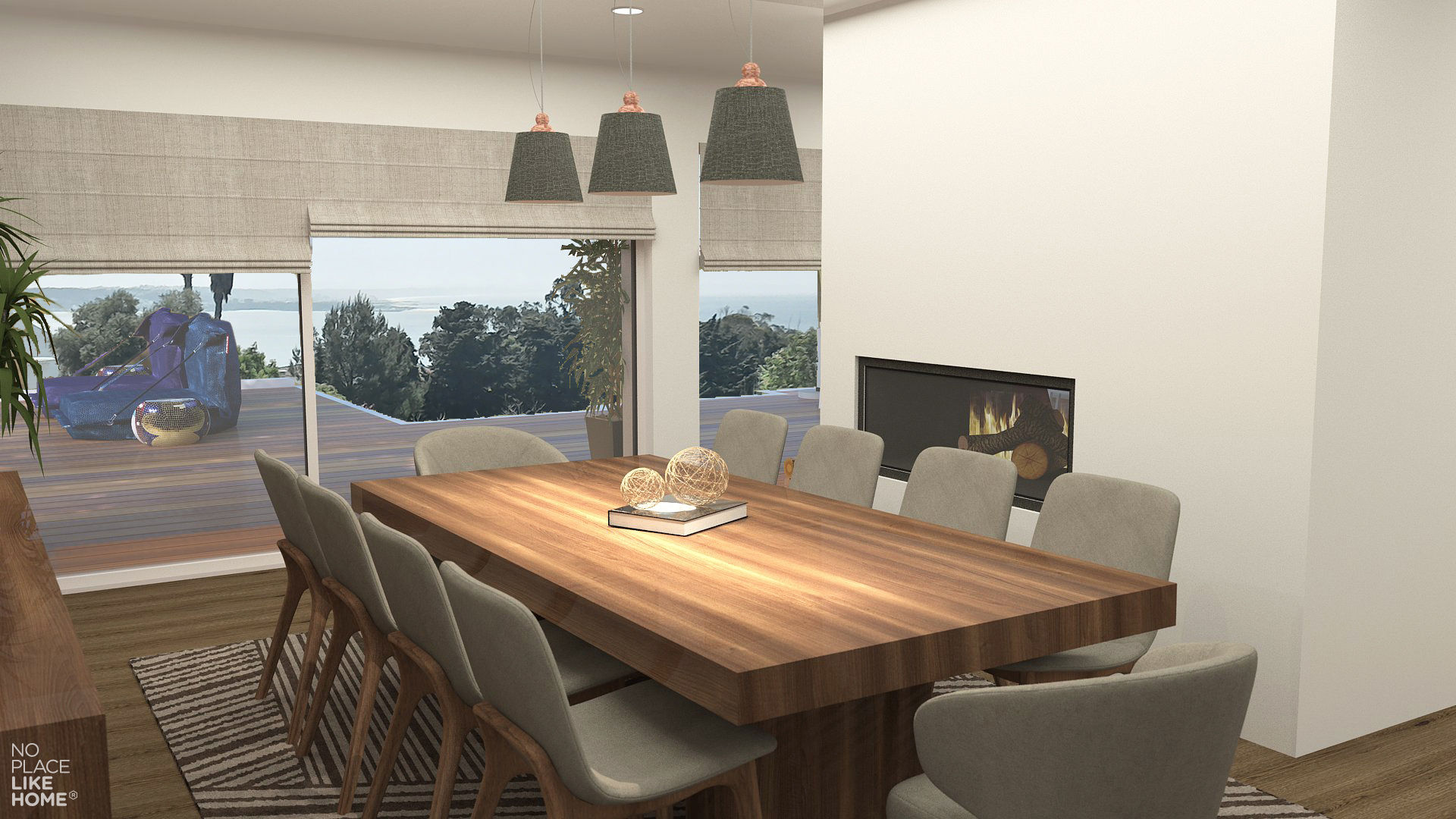 Dining room No Place Like Home ® Salas de jantar modernas dining room,mpdern,fireplace,cozy