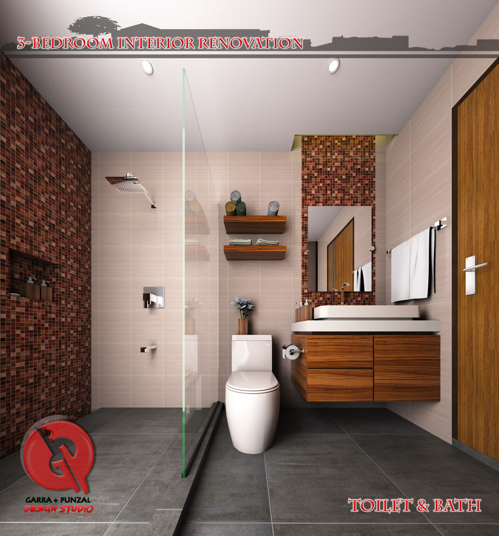 3-Bedroom Interior Design, Garra + Punzal Architects Garra + Punzal Architects Modern bathroom