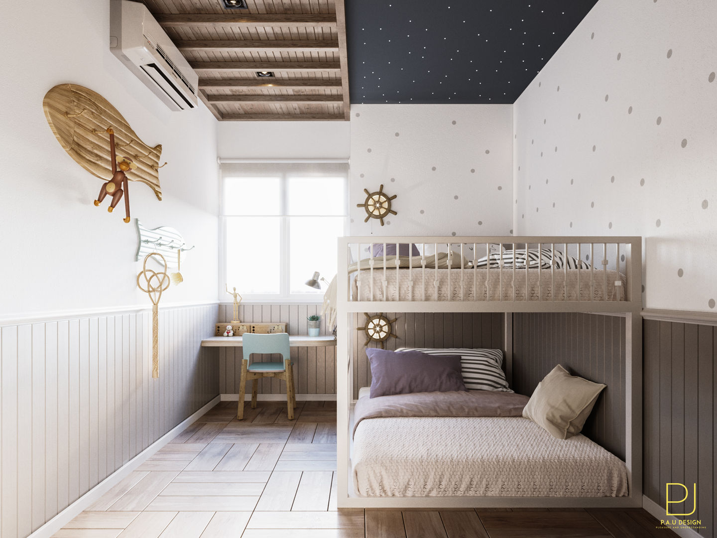 4S RIVERSIDE APARTMENT, P.A.U Design P.A.U Design モダンデザインの 子供部屋