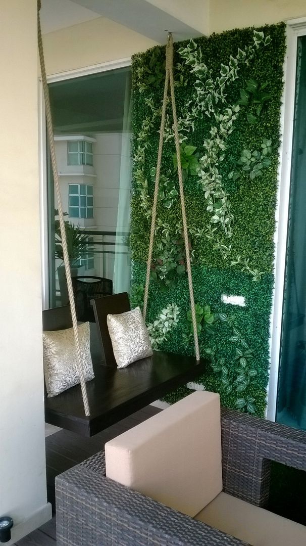 Green Wall Grecor Front yard green,wall art,bench,swing,garden furniture