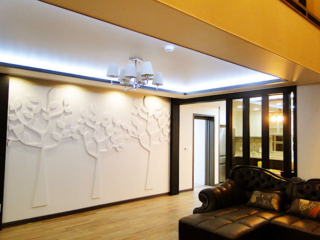 세종시 청벽마을 45평형 ALC친환경 리모델링, W-HOUSE W-HOUSE Salones modernos Caliza