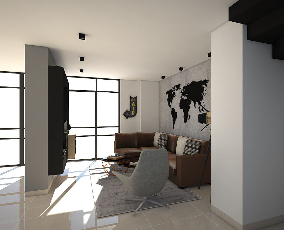 diseño interior apartamento estilo industrial, Savignano Design Savignano Design ห้องสันทนาการ