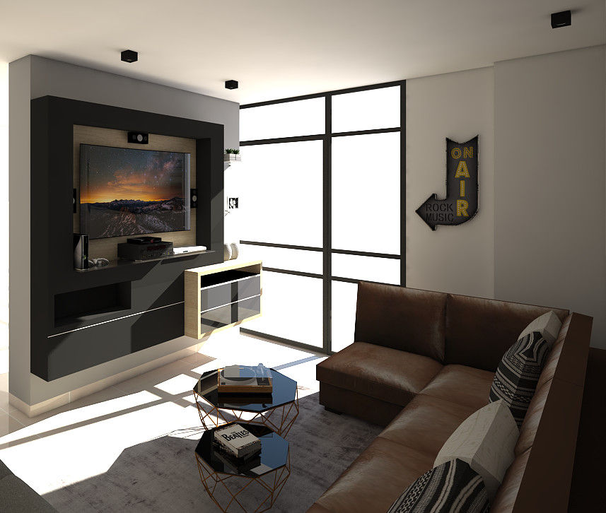 diseño interior apartamento estilo industrial, Savignano Design Savignano Design 視聽室