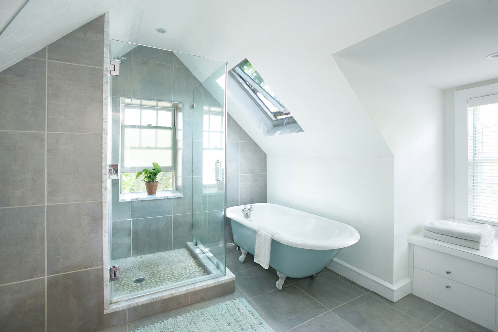 Klaw House, Metcalfe Architecture & Design Metcalfe Architecture & Design Minimalist style bathroom master bathroom,master bath,clawfoot tub,glass shower,skylight,renovation