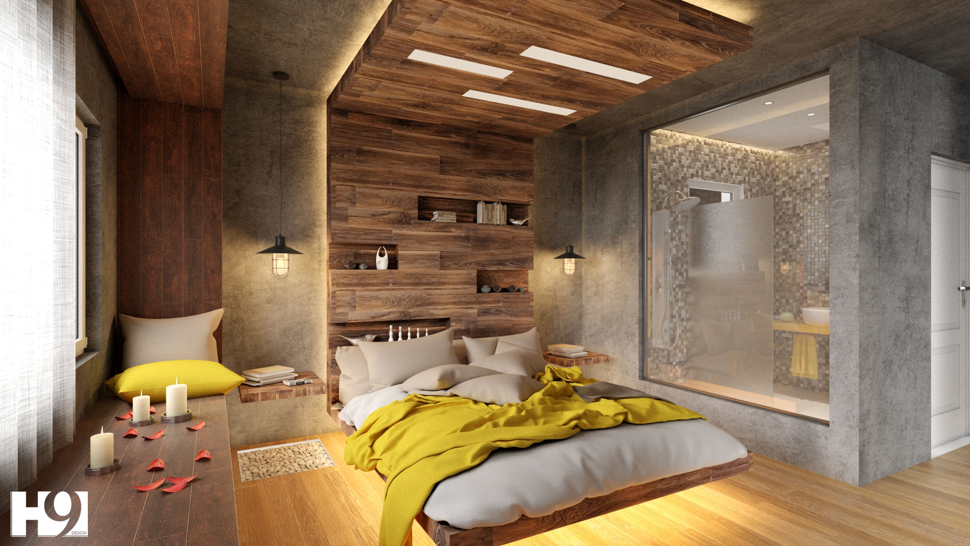 Private Apartment, H9 Design H9 Design Industrialna sypialnia