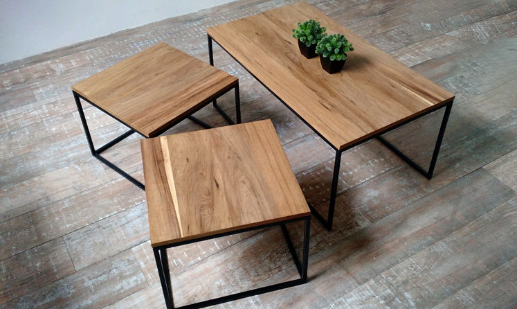 Mesas Bajas Ratonas, Tienda Quadrat Tienda Quadrat Soggiorno minimalista Legno Effetto legno Tavolini