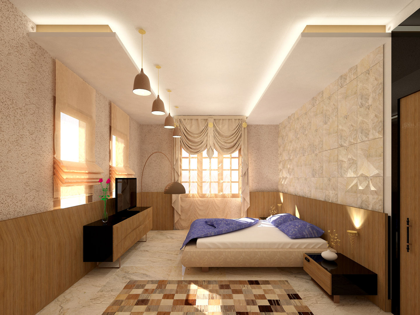 Interior shot SPACES Architects Planners Engineers Mediterranean style bedroom