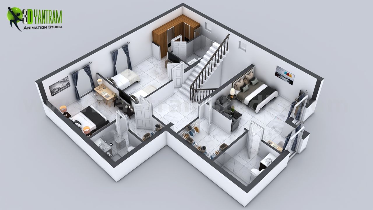 modern by Yantram Animation Studio Corporation, Modern 3D,floor,plan,designer,design,companies,house,First floor plan designer