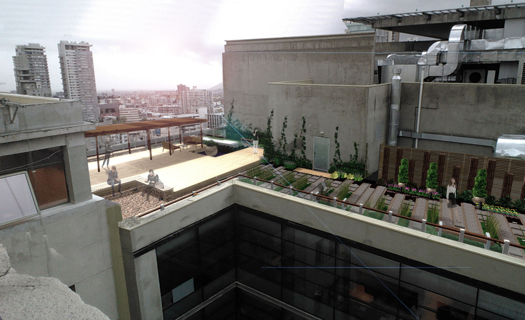 Azotea Trabajadores contraloría general de la república , Landscape_lab Landscape_lab Modern balcony, veranda & terrace Wood Wood effect