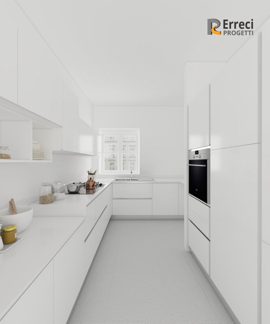 Cucina total white, Erreci Progetti Erreci Progetti 現代廚房設計點子、靈感&圖片