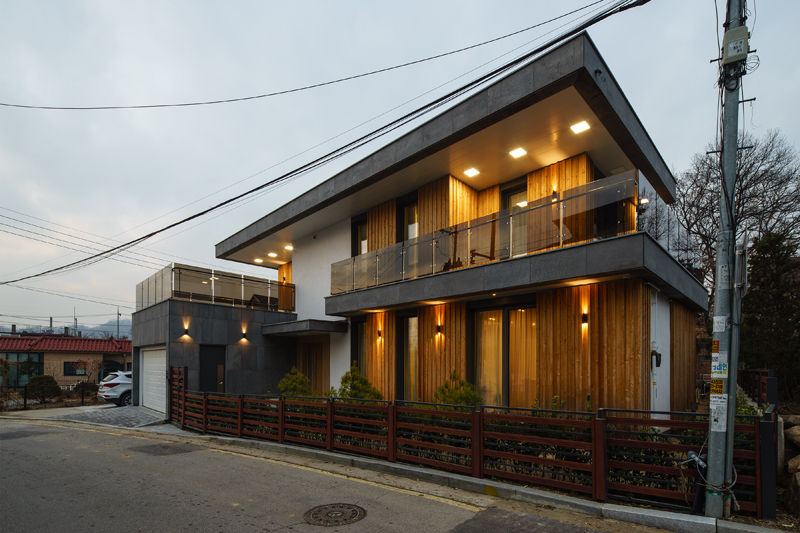 경함재 (景椷齋) : 풍경을 담은 집, 위즈스케일디자인 위즈스케일디자인 Terrace house Wood Wood effect