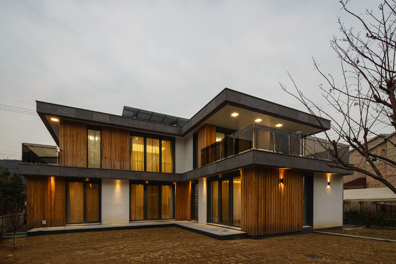 경함재 (景椷齋) : 풍경을 담은 집, 위즈스케일디자인 위즈스케일디자인 Townhouse Wood Wood effect