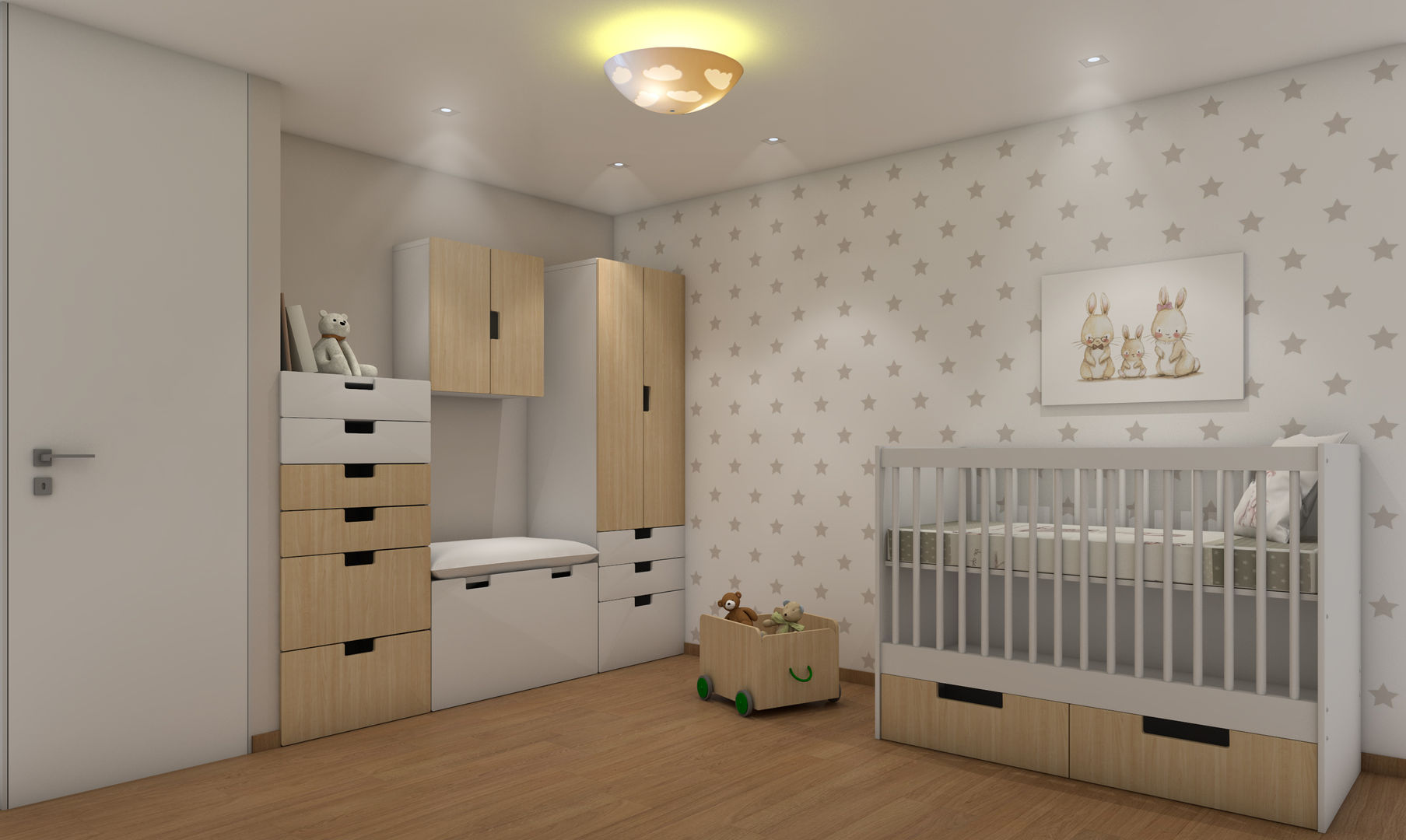 HABITACION NORDICA ESTRELLITAS, KIDSDECOR KIDSDECOR Phòng chăm bé Gỗ Wood effect