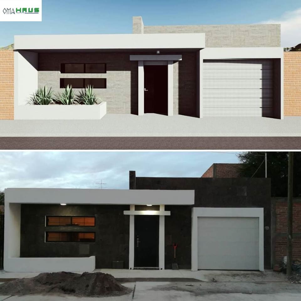 Fachada Render y Resultado Real OmaHaus Arquitectos Casas minimalistas